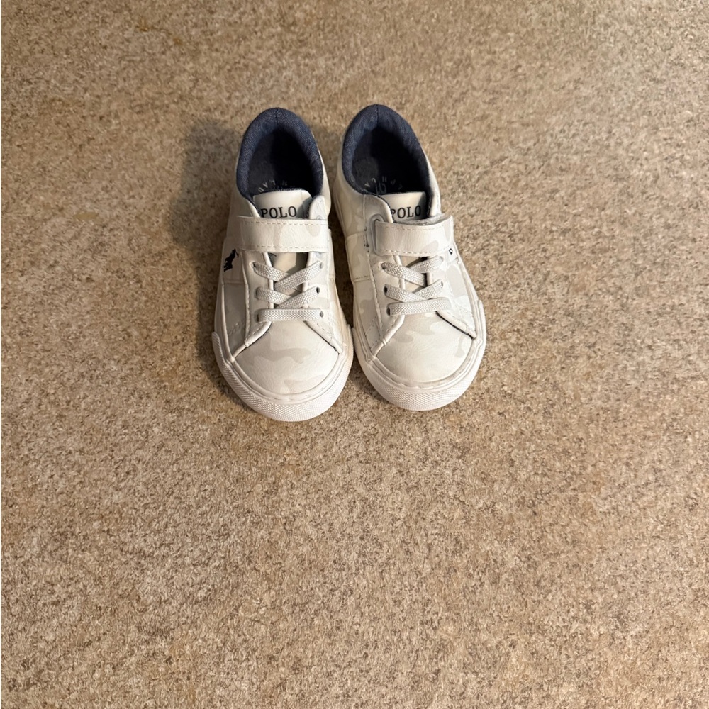Polo by Ralph Lauren Cream & Navy Kids Casual Sneakers